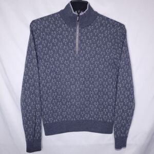 Greyson Wool Sweater Mens Medium Gray 1/4 Zip Deco Wolf Golf